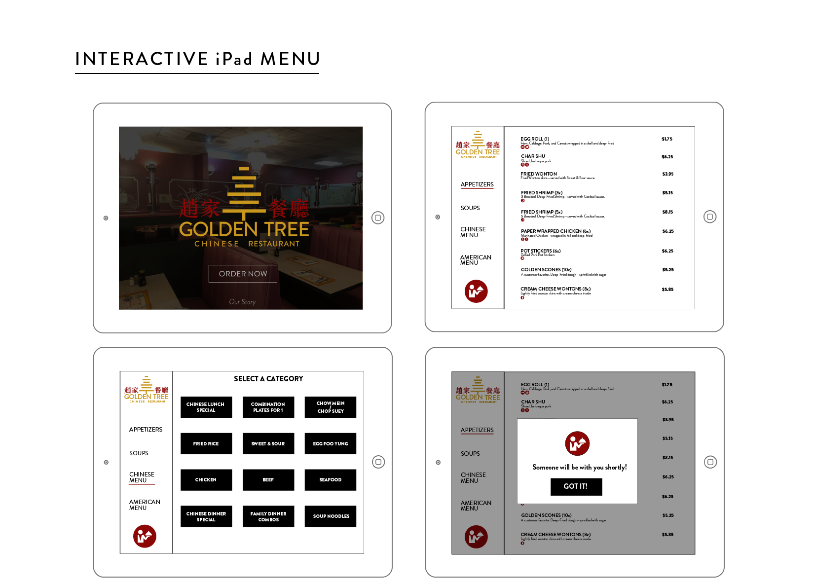 Golden Tree Cafe Interactive iPad Menu