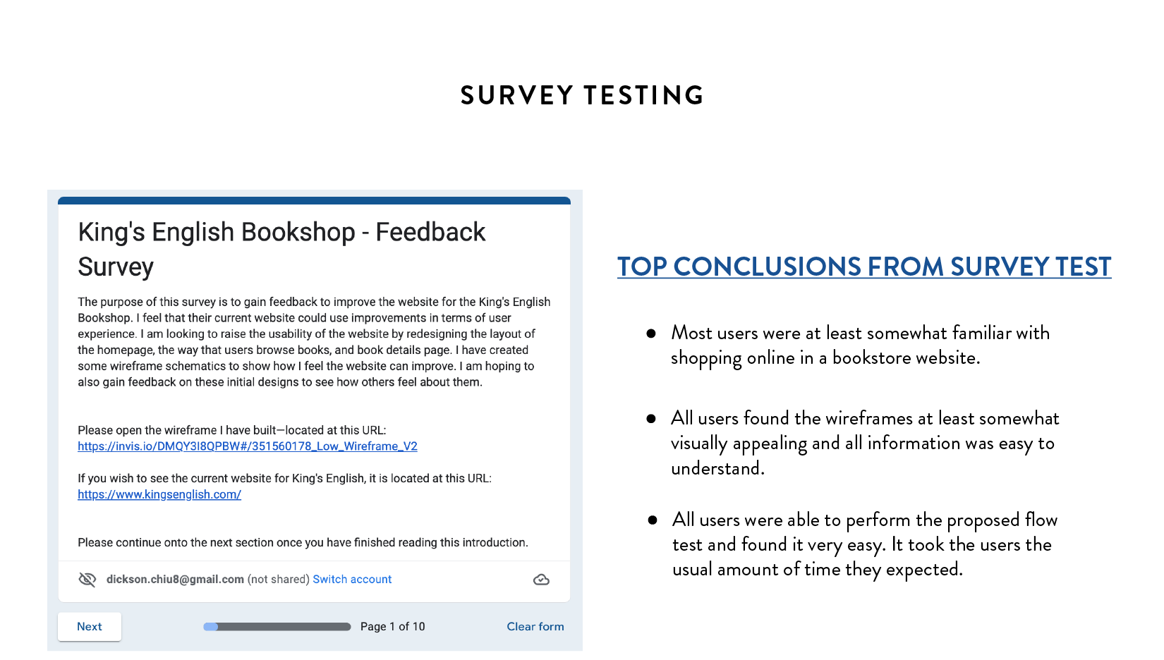 Survey Testing